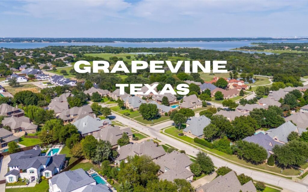 an aerial photo of a houses in Grapevine, TX