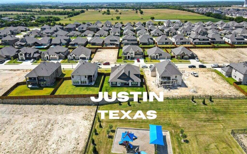an aerial view of a new neighborhood in Justin TX