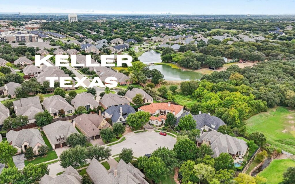 an aerial photo of a neighborhood in Keller, TX